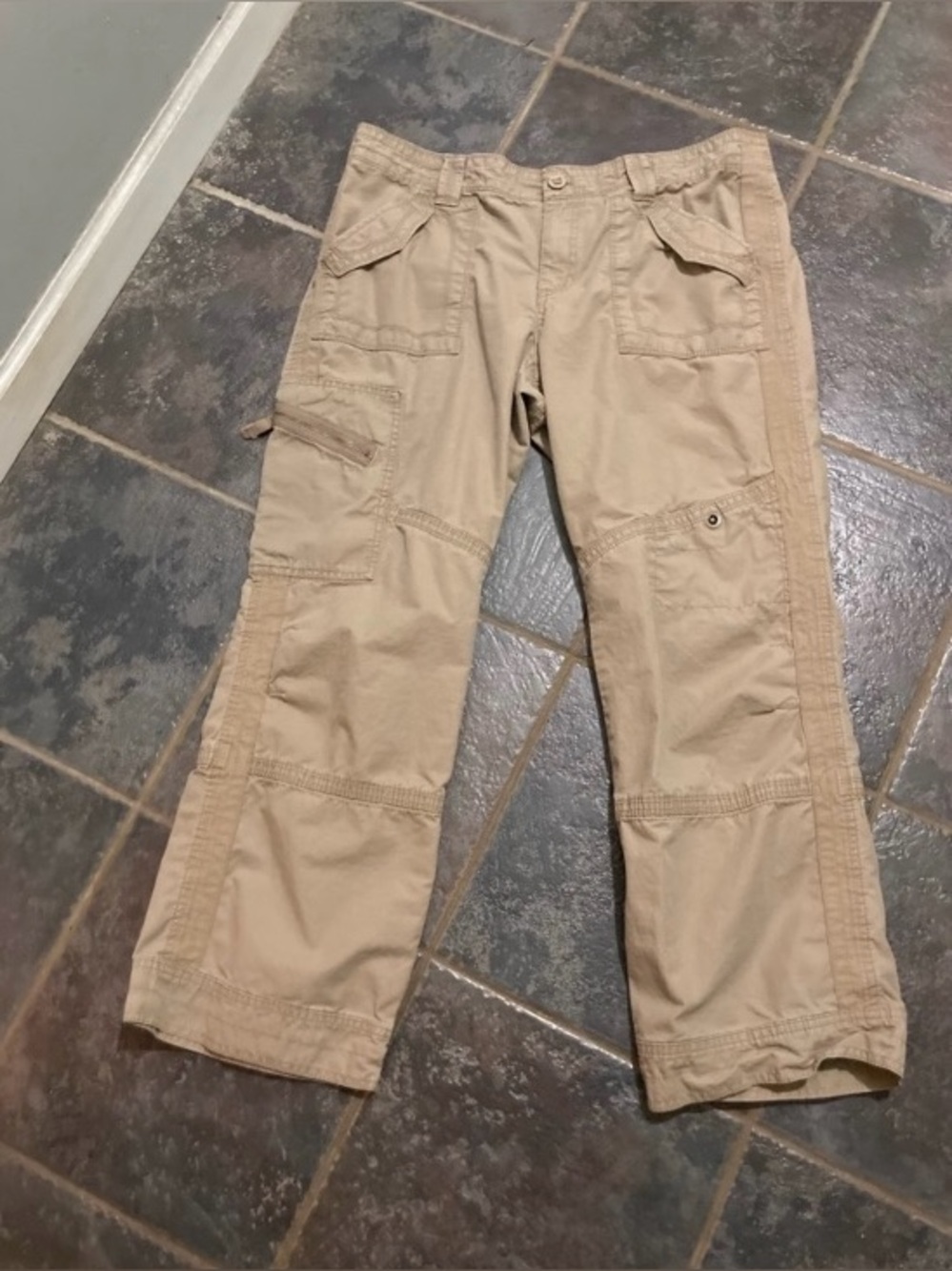 Eddie Bauer Women’s Tan Cargo Pants - Utility Pockets Size 14P